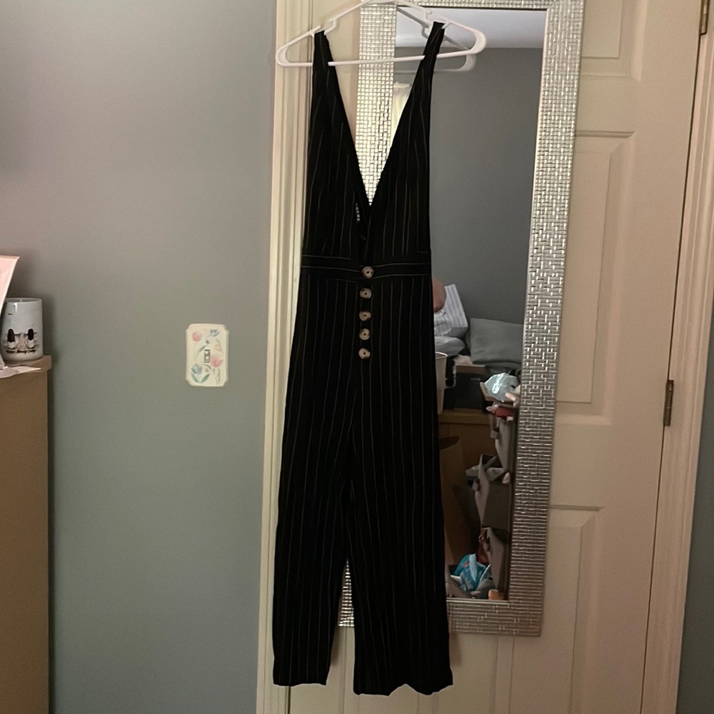 Black pinstripe thrifted jumpsuit